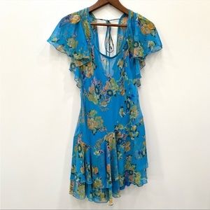 Free People Love To Love Floral Mini Dress BLUE NWT size Small JB